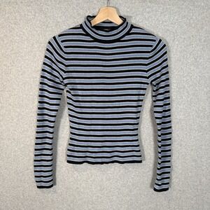 Polo Jeans Co Mock Neck Long Sleeve Womens Small Blue Black Ribbed  Ralph Lauren